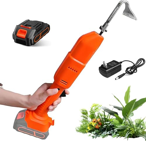 Azada y desbrozador eléctrico - Herramienta de jardín inalámbrica con batería de litio de 21 V para excavar y aflojar el suelo, cuenta con hoja de acero al manganeso 3 en 1