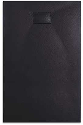 EMKE Receveur de douche 140 x 90 cm - Antidérapant - En SMC - 90 mm - Découpable - Rectangulaire - Noir