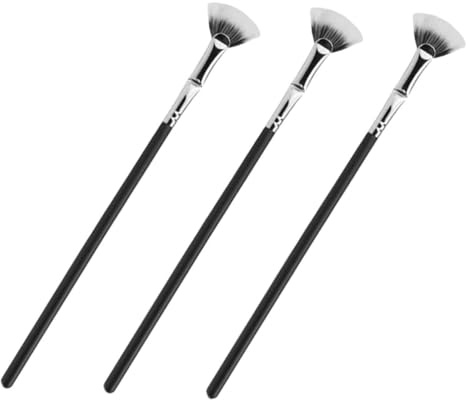 LIFKICH Juego de 3 Pinceles para Rímel de Pestañas Forma de Abanico y Ángulo, Material de Madera y Aluminio, para Maquillaje Cómodo y Aplicación Uniforme en Cualquier Ocasión