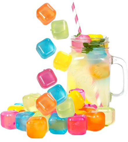Reusable Ice Cubes - Reusable Square Party Accessories | Summer Washable Whiskey Ice Blocks - For Cocktail Beer Whiskey Vodka Wine Cooler BBQ Picnics Travel