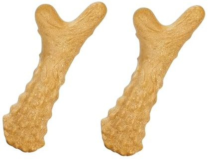KrauzPet Dog Chew Toy for Puppy Small Medium Dogs, Durable Dog Chew Bones Teething Toys, Tough Wishbone Dog Toys for Aggressive Chewers, Beef Flavor (2 Pack)
