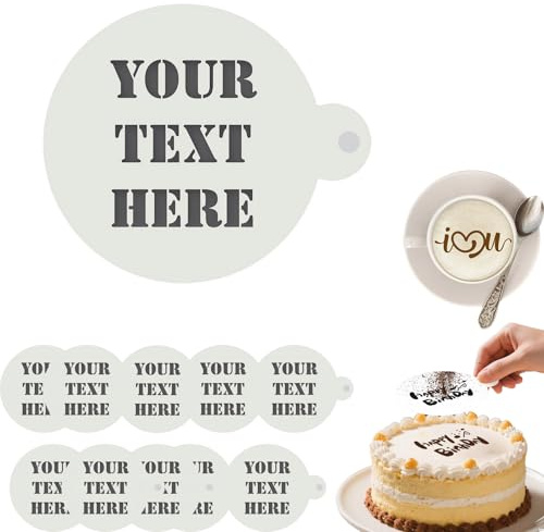 Personalisierte 10Stück Kaffee und Backen Schablonen für Dekoration,DIY Kunst, Cappuccino Latte Schokolade Torten Kuchen,Kaffee Schablone Druckformen,