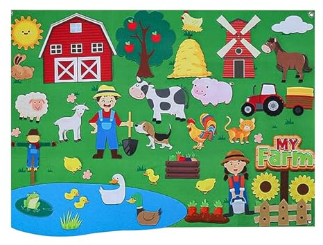 Board Story Sets - Flannel Educational Activity, Domestic Learning Board, Interactive Wall Playset, Storytelling Felt Pieces with Animals Design | Flannel Story Activity for Kids Children Boys Girls H