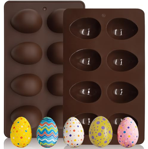 2 PCS Easter Egg Silicone Moulds, 2.5 Inch Height Easter Egg Shape Silicone Chocolate Molds, Nonstick Baking Mold for Candy, Chocolate, Cake Decoration