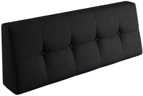 sunnypillow Coussin Dossier pour Palette Matelas Extérieur - Appui 120 x 40 x 20/10 cm - Confortable Coussins pour Canapé Jardin, Salon, Terrasse, Balcon - Noir