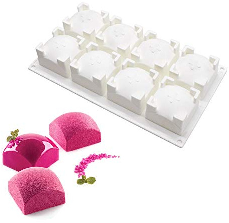 3d backformen - Mousse-Kuchenform Silikon backform, 8 Löchern Quadratische runde Oberseite mit