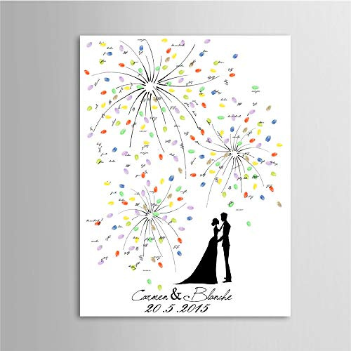 Bricolage fête de mariage toile décorative peinture empreinte digitale arbre Signature livres invités cadeau d'anniversaire + tampon encreur sans cadre,80 * 120cm