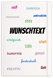 printplanet® - Notizbuch mit Name oder Text selbst gestalten - A5 Tagebuch personalisieren und bedrucken - Motiv: Positive Eigenschaften