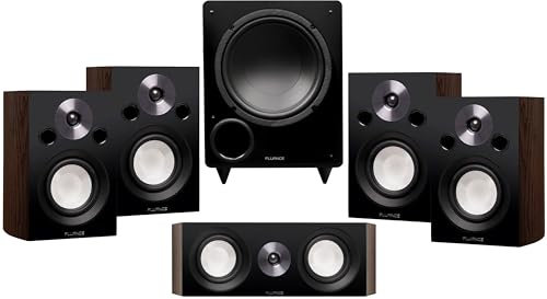 Fluance Reference Compact Surround Sound Home Theater 5.1 Channel Speaker System including 2-Way Bookshelf, Center Channel, Rear Surround Speakers and DB10 Subwoofer - Natural Walnut (X851WC)