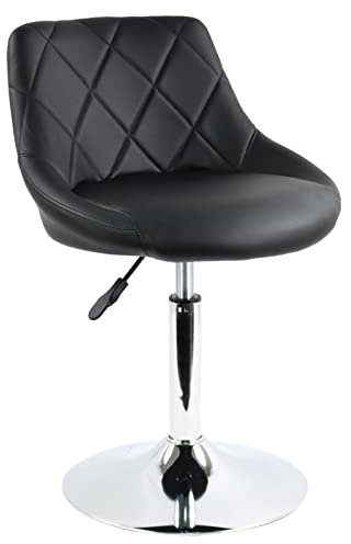 FURWOO Hocker PU-Leder Barhocker Drehbarer Thekenstuhl Höhenverstellbare mittlere Rückenlehne für Barber Shop Home Kitchen Desk (Schwarz)