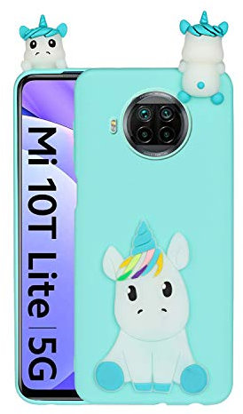 HopMore Kompatibel mit Xiaomi Mi 10T Lite 5G Hülle Dünn Silikon Weich Gel 3D Tier Motiv Slim Case Stoßfest Handyhülle Xiaomi Mi 10T Lite 5G Silikonhülle Schutzhülle Cover - Grünes Einhorn