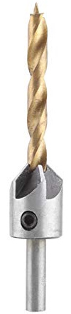 Broca Avellanadora de Acero Carpintería de Acero al Carbono Herramienta de Mandrinado para Carpintería Cinco flautas Vástago Redondo con Llave Hexagonal para Taladrar Biselar Desbarbado(Single 3.5mm)