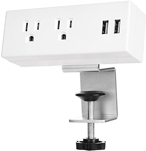 Desk Clamp Power Strip with USB Ports Desktop Mounted Power Outlets Table Edge Power Charging Station 6.56 FT Extension Power Cord for Home Office Conference UL/ETL Certificated