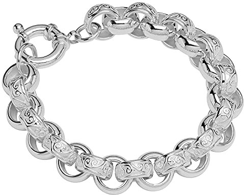 NKlaus Armband 925 Sterling Silber 23cm Erbskette hohl rund Damen design Armbandkette 12098