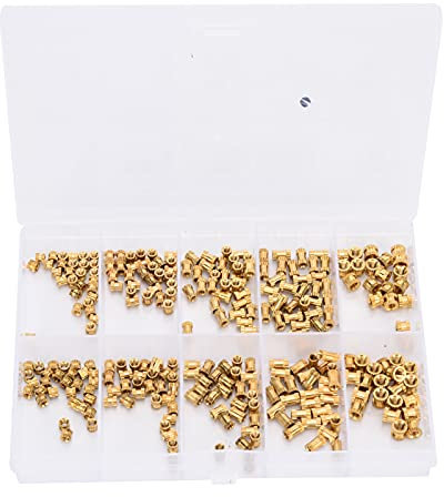 280Pcs M2 M2.5 M3 Metrisches Innengewinde Gerändelt Messing Gewindeeinsatz Sortiment Kit Für Möbel Elektrik,Nuss