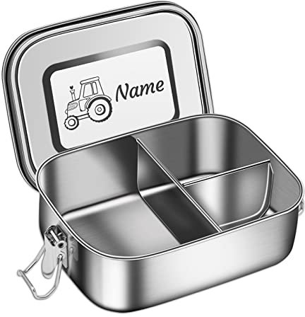 CGFN Bento Box in Acciaio Inossidabile, Portamerenda con Nome - Testo di Incisione Personalizzato, Lunch Box per Bambini e Adulti, Contenitore per Il ​Pranzo a Prova ​di Perdite con Divisorio (1800ml)