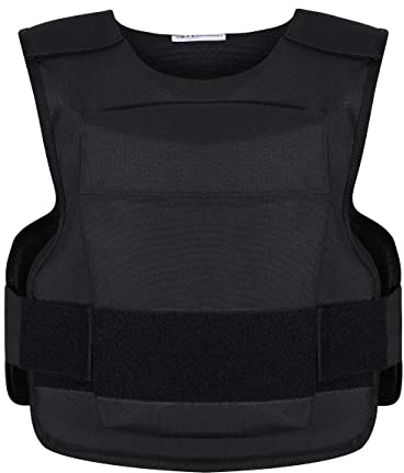 SafeGuard Clothing Cordura Carrier With SAPI Plate Pockets Bullet Proof Level II + Stab Level 1 Overt Vest - Black
