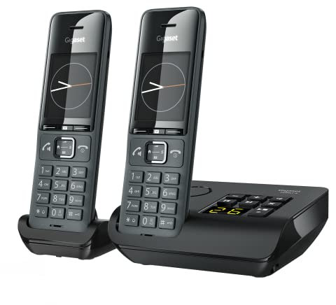 Gigaset Family A Duo - Two Handsets - Cordless DECT Telephone with an Answering Machine - Timeless and Elegant Design, Black [UK Version]