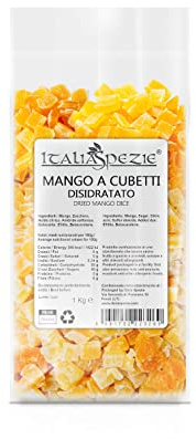 ITALIA SPEZIE - Mango disidratato a cubetti, mango essiccato, snack, muesli, Frutta Essiccata, Frutta Esotica Disidratata, Snack Sano