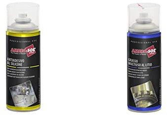 Ambro-Sol I250 Antiadesivo al Silicone, Lubrificante, Lucidante & G001 Grasso Spray Multiuso al Litio, Lubrificante per Tutti i Giorni e per Tutti gli Usi, Bomboletta Spray