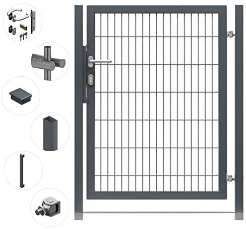 Gartentor Premium für Doppelstabmattenzaun Verzinkt inkl. Schloss Schlüssel Torpfosten Füllung 8/6/8 Höhe: Höhe 1600 mm Torbreite: Breite 1000 mm