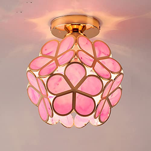 Hängelampe Kreative Blume Pendelleuchte E27 Stil Blütenblatt Hängeleuchte Dekorative Kreativ Kronleuchter Deckenlampe Deckenleuchte Lampe Schlafzimmer Küche Esszimmer Flur, Gold Rosa Grün (Rosa)