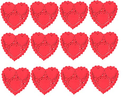 RORPOIR 100blätter Papierdeckchen Herzform Für Torten Rot Spitzendeckchen Aus Papier Tortenpapierunterlage Einweg-kuchenbox-einlage Ölabsorbierend Geeignet Für Geburtstage Und Partys