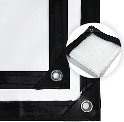 Lona Impermeable Transparente con Ojales, Lona Impermeable Transparente, de Polietileno Resistente a la Intemperie, Lona de plástico con Cordones elásticos de 5 m, Plegable. (3x6m)