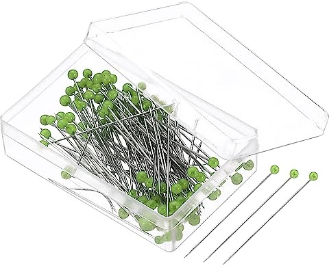 PATIKIL Alfileres de costura, 100 piezas de 1.5 pulgadas perlada cabeza de bola pines rectos para tela, decoración, fabricación de tela, bricolaje, verde