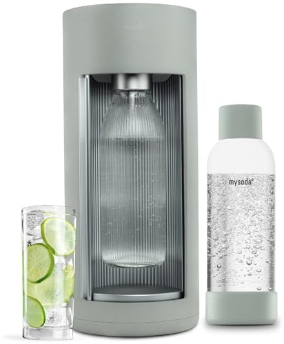 Mysoda Glassy - Machine à eau pétillante avec 1 bouteille en verre (sans cylindre de CO2) - Vert Sauge