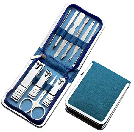 Set de Manicura Pedicura Clavo de acero al carbono negro cortauñas Clippers Conjunto adulto de la familia de uñas de belleza cuidado personal conjunto de 10 piezas Set (rojo) Manicura Pedicura Kit ( C
