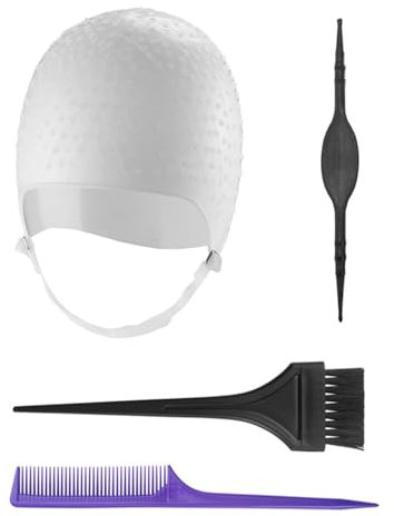 DOMPEL - Kit de bonnet Profissional en silicone pour mèches avec aiguille et régulation, salon de coiffure, teinter les cheveux, avec un pinceau pour teindre les cheveux et un peigne à queue fine