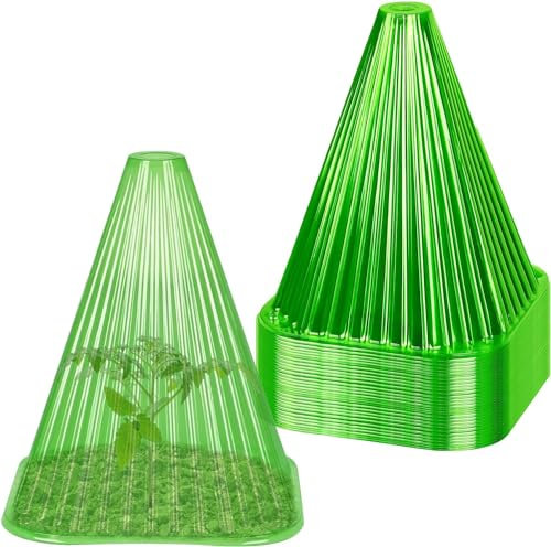 KAHEIGN 20Pcs Garden Plant Cloches, 22CM x 19CM Plastic Plant Bell Cover Reusable Mini Greenhouse for Protection Against Sun, Snow, Frost, Snails, Birds, Chickens, Insect Etc (Green)
