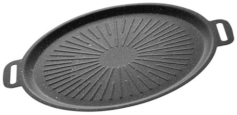 Ciieeo Padella Per Grigliare Antiaderente in Pietra Lavica 30 Cm Per Barbecue Da Esterno, Vassoio Versatile Per Carne, Verdure e Pizza, Accessorio Robusto Per Feste e Campeggio