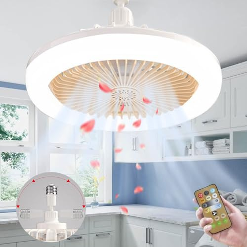 Anyingkai Lampadario con Ventilatore da Soffitto,Ventola Soffitto con Luce,E27 Plafoniera con Ventilatore da Soffitto,Ventilatore a Soffitto con Luce e Telecomando,ventilatore da soffitto (giallo)
