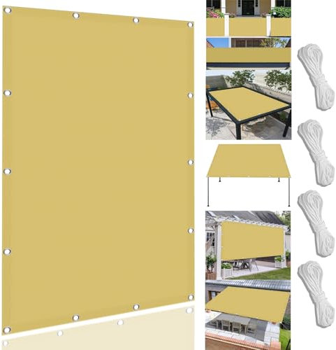 Sonnensegel Nach Maß mit Ösen 370 x 700 cm,98% Uv Schutz Reißfest Wetterfest, Wasserdicht, Langlebiges, Garten Schattierungsnetz Quadrat Sonnensegel,Für Balkon Garten, Creme Farben