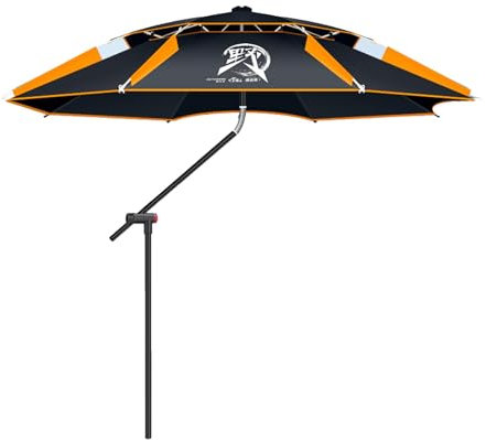 Colcolo Angelschirm Outdoor Sonnenschirm Stabile Kippfunktion Winddichter Gartenschirm Angelschirm für Garten Pool Strand, Schwarz