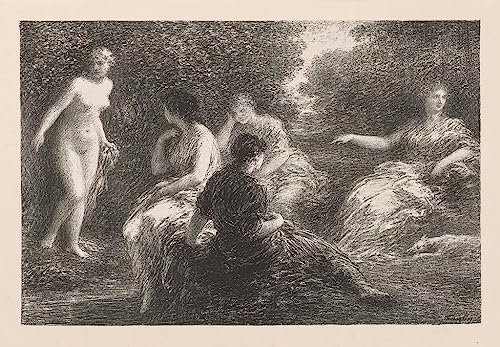 HCOTZHPY Berühmtes Gemälde Leinwand Bilder Kunstdrucke Abstrakt Poster Trojaner in Karthago Akt III von Ignace Henri Jean Fantin Latour Moderne Farbposter für Wohnzimmer 60x90cm