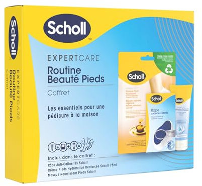 Scholl Routine Beauté pieds – Cofanetto composto da maschera per piedi nutriente al miele di manuka, grattugia anticalli tecnologia Nano-Glass e crema piedi idratazione rafforzata 75 ml
