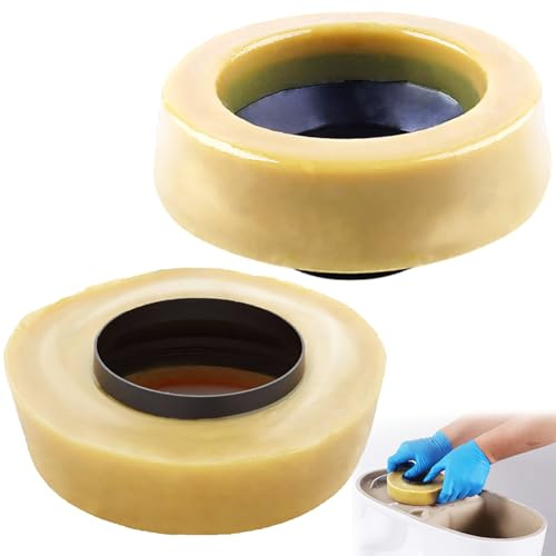 MENNTY Toilet Wax Ring 2 Pack, Wax Ring for Toilet Base with Polyethylene Flange for 3 Inch or 4 Inch Floor-Mounted Toilet Drain Pipe