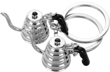 Toyvian 2pcs Coffee Kettle Key Fob Miniature Coffee Pot Keyring Stainless Steel Charm Car Key Holder Accessory Portable Bag Pendant