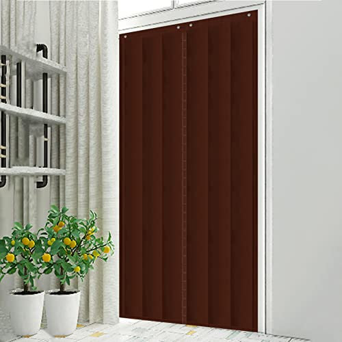 Cortina de puerta aislada resistente con cierre automático para puertas correderas, insonorizada y aislamiento térmico, manta extra ancha para garaje, patio, balcón y cocina, solución de entrada