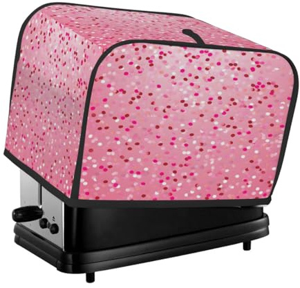 Toaster Cover 2 Slice, Pink Glitter Kitchen Accessories Anti Dust Waterproof, Bread Maker Cover