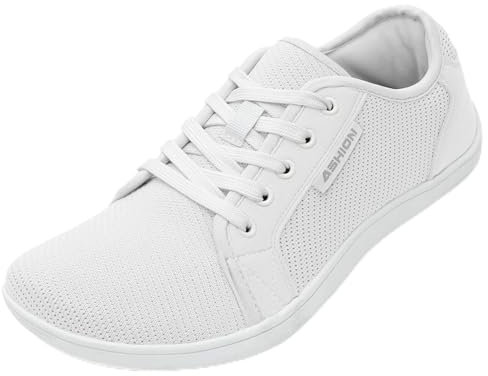 ASHION Unisex barfotaskor dam herr barfotaskor breda skor promenadskor spårlöparskor gator löparskor, C vit, 38 EU bred
