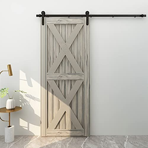 Schiebetür-Hardware-Kit für 1 Holztür, 335 cm, robustes Schienensystem, einfache Installation, stabiler Stahl, stilvoll, moderne Wohndekor-Lösung, perfekt für Schränke und Raumteiler