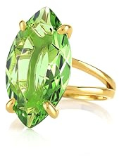 Bague avec Pierre Précieuse Marquise - Bague avec Tourmaline Verte - Bague Solitaire en Or avec Pierre de Naissance du Mois d'Octobre - Bague pour Femme avec Pierre Taillée en Marquise en Or 14K