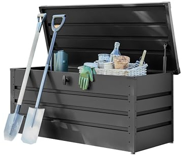 GFP Primeyard Trädgårdslåda 152x69x61 cm trädgårdslåda kuddlåda förvaringslåda metall antracit