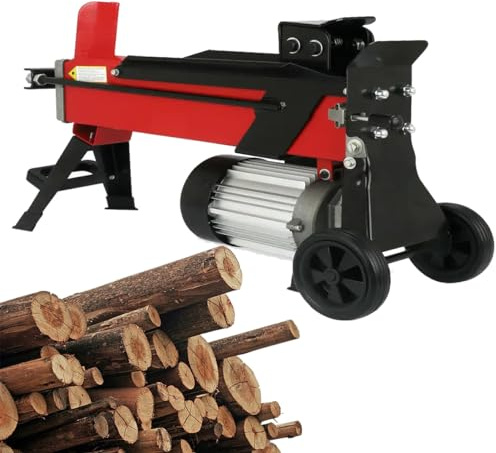 JMOUZHG Electric Hydraulic Wood Splitter, 8 Ton Power for Small to Medium Logs, Foot Switch & Cross Head for Efficient Firewood Preparation