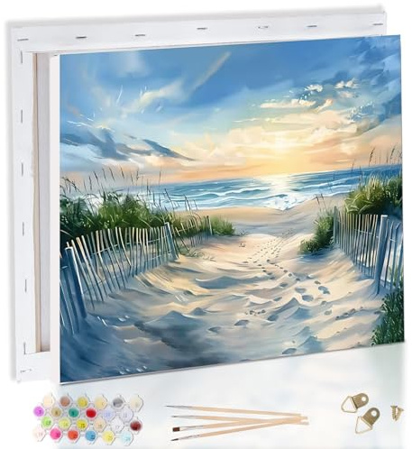 Galmcook Malen nach Zahlen Erwachsene mit Rahmen Landschaft - Malen Nach Zahlen Set mit 4 Pinseln und Acrylfarbe - DIY Handgemalt Ölgemälde Kit für Anfänger und Erwachsene 40x30cm