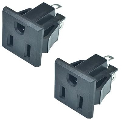 2Pcs 3 Pins US Power Socket Plug Panel AC 15A 125V Panel Mount Outlet Industrial Plug Female Connectors Adapter(Black)